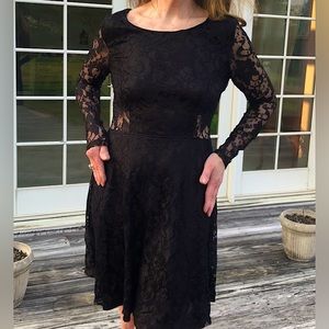 Attention Lace Long Sleeve Swing Dress